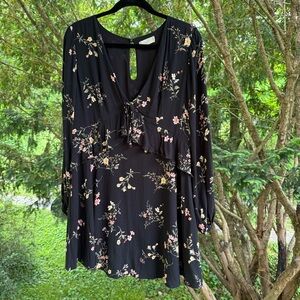 Altar’d State Black Fit and Flare Floral Dress